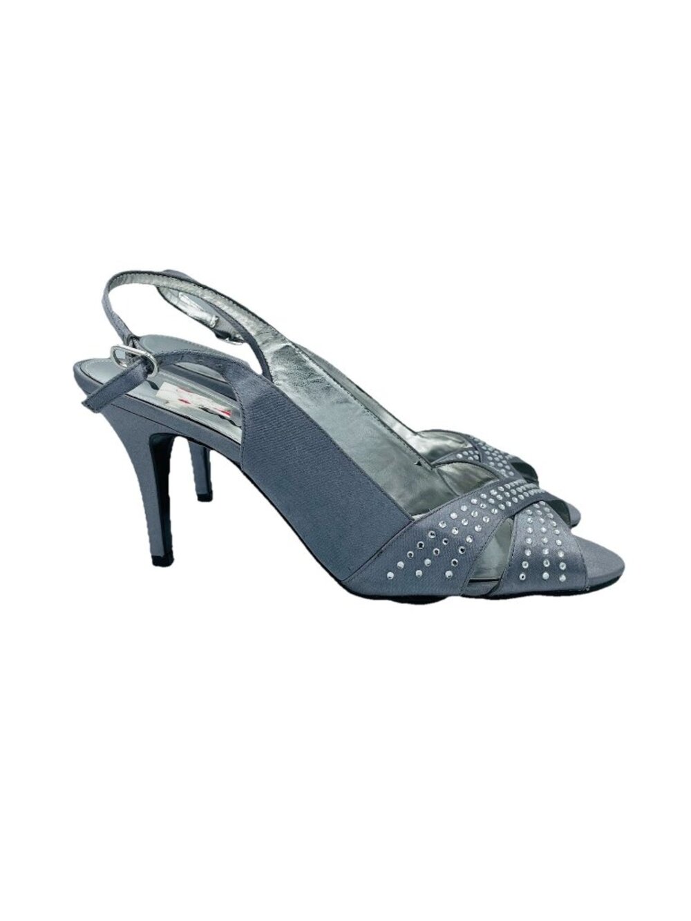 Touch of Nina Shoes Womens Size 8.5 M Silver Stiletto Heels Peep Toe Comfort
